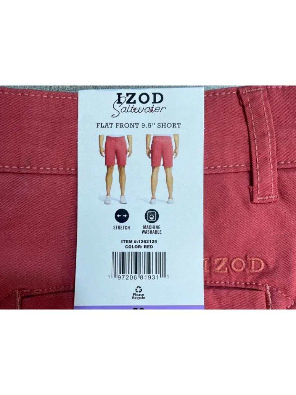 NWT Izod Men's 30 Saltwater Flat Front 9.5